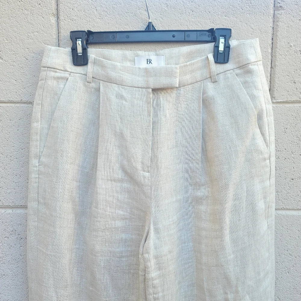 Banana Republic | Beige Lina 100% Linen Straight Fit Trousers Size 8